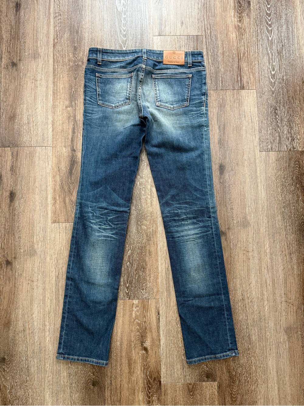 Vintage Y2K Gucci Blue Washed Slim Straight Jeans - Picture 7 of 9